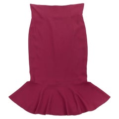 DOLCE GABBANA red Cady fluted ruffle hem boned waist midi skirt IT48 XXL
