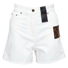 LOUIS VUITTON 2024 mini shorts vaqueros acentuados de algodón blanco FR34 XS