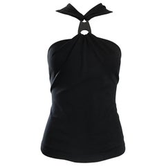 Michael Kors Collection Black Double Faced Jersey Keyhole Halter Top Size 6