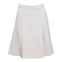 LOUIS VUITTON 100% wool grey box pleat silk lined high knee skirt FR36 S