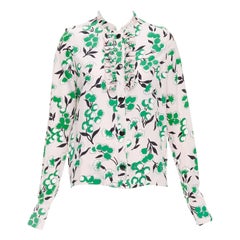MARNI 100% silk pink green  floral print ruffle front blouse top IT40 S