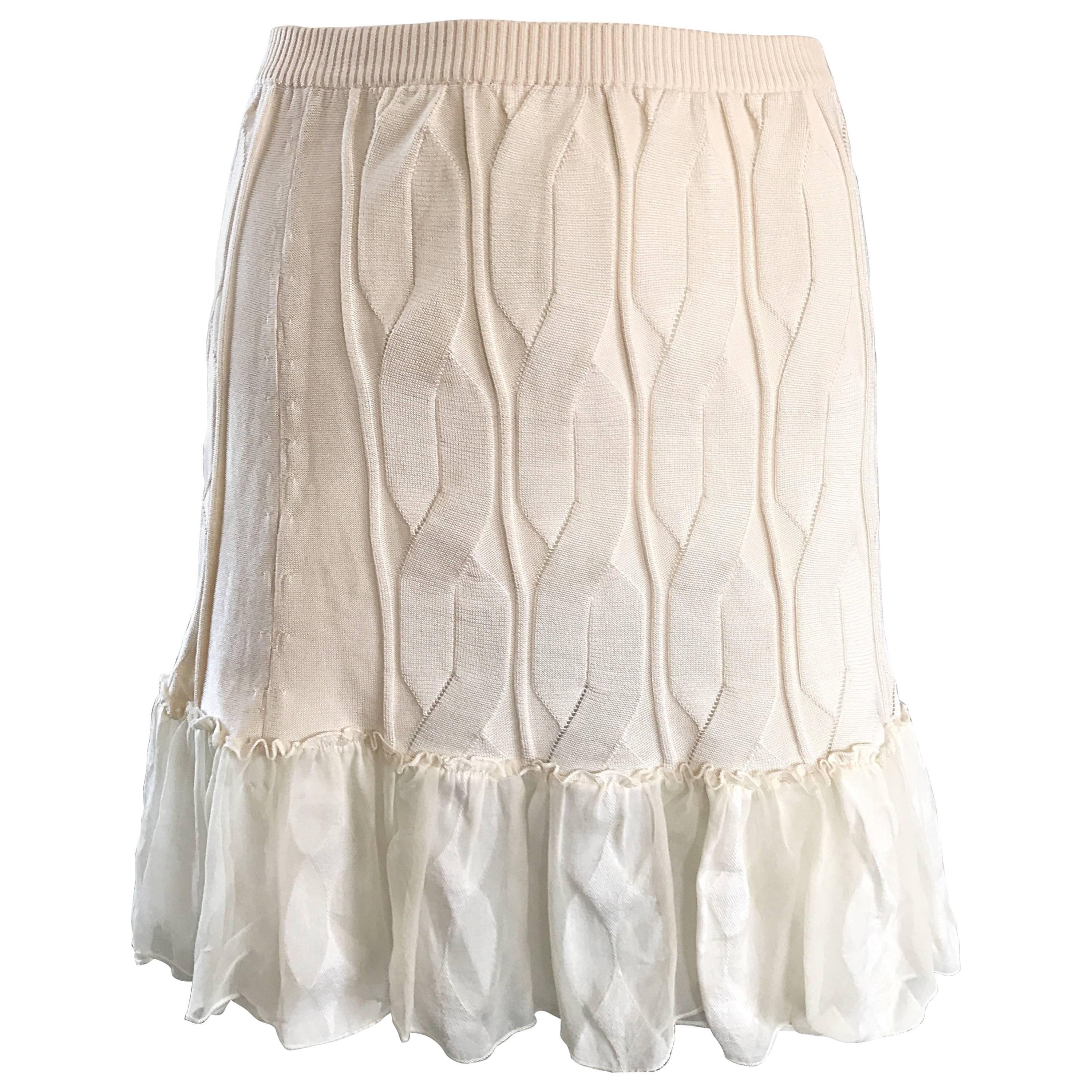 Calvin Klein Collection - Mini-jupe en soie ivoire ou haut sans bretelles non porté, années 1990