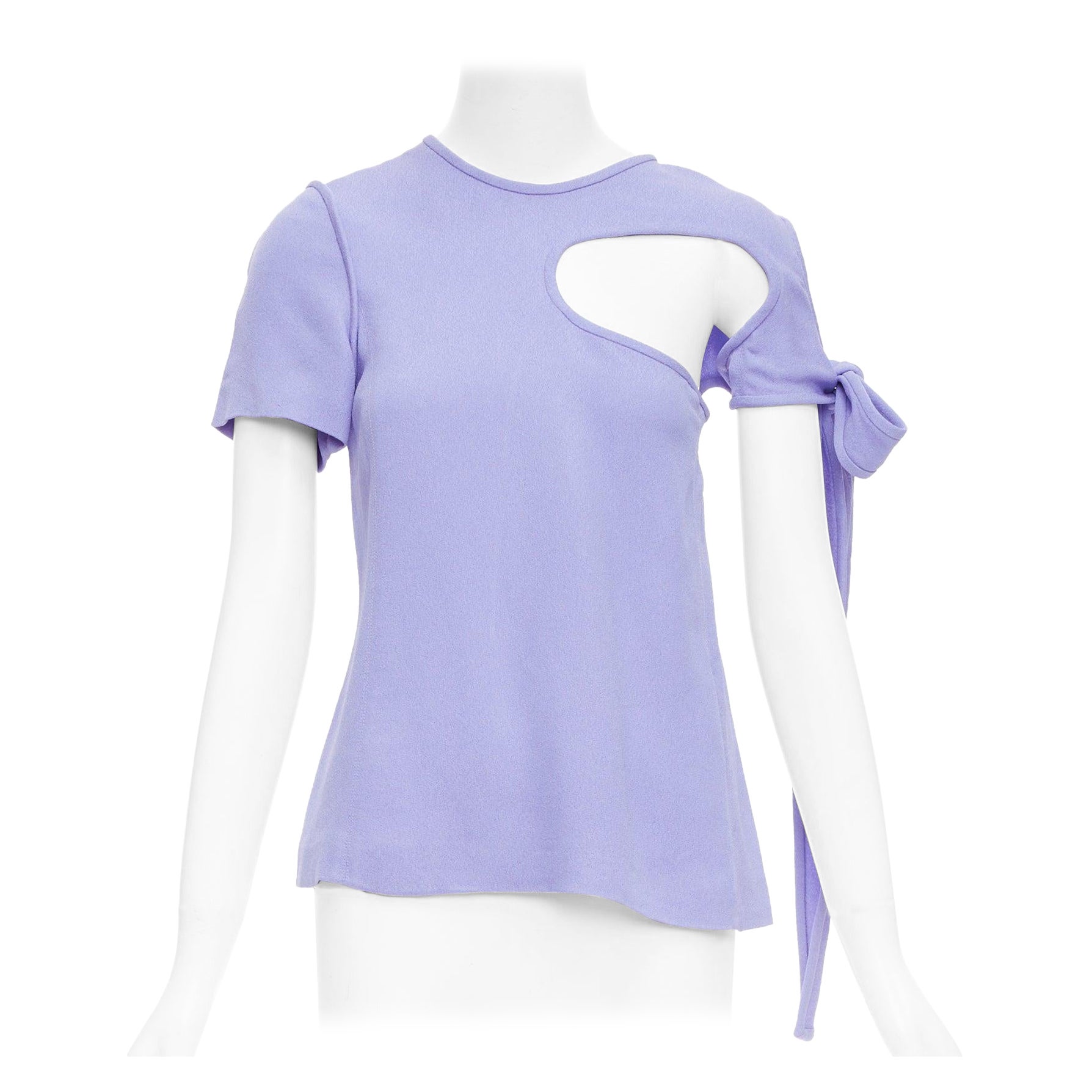 OLD CELINE Phoebe Philo lavender purple tie sleeve cut out top FR38 M For Sale