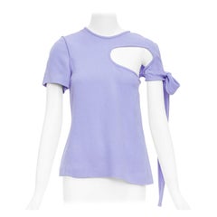 OLD CELINE Phoebe Philo lavender purple tie sleeve cut out top FR38 M