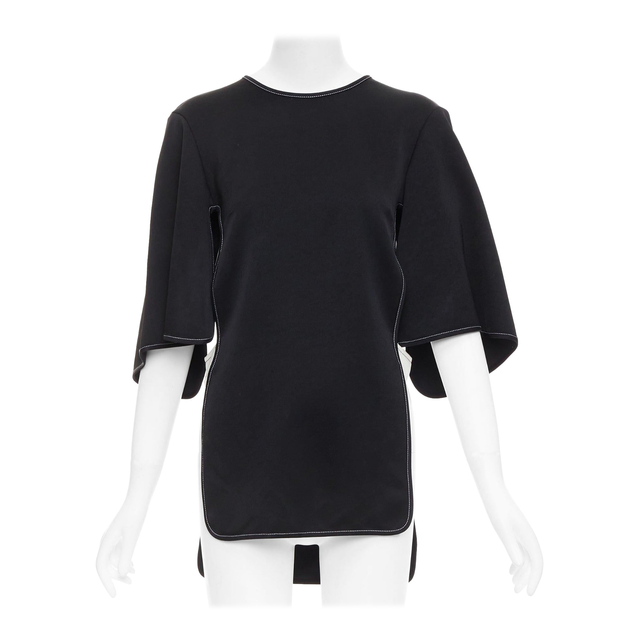 ELLERY black white bicolor cut out overstitch backless hi-low top UK8 M For Sale