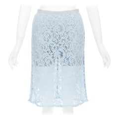 Sacai LUCK jupe-short bleu clair en rayonne mélangée dentelle grise doublée JP1 S