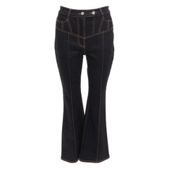 ELLERY Presentism Corset  blue overstitched crop boot cut jeans 26"