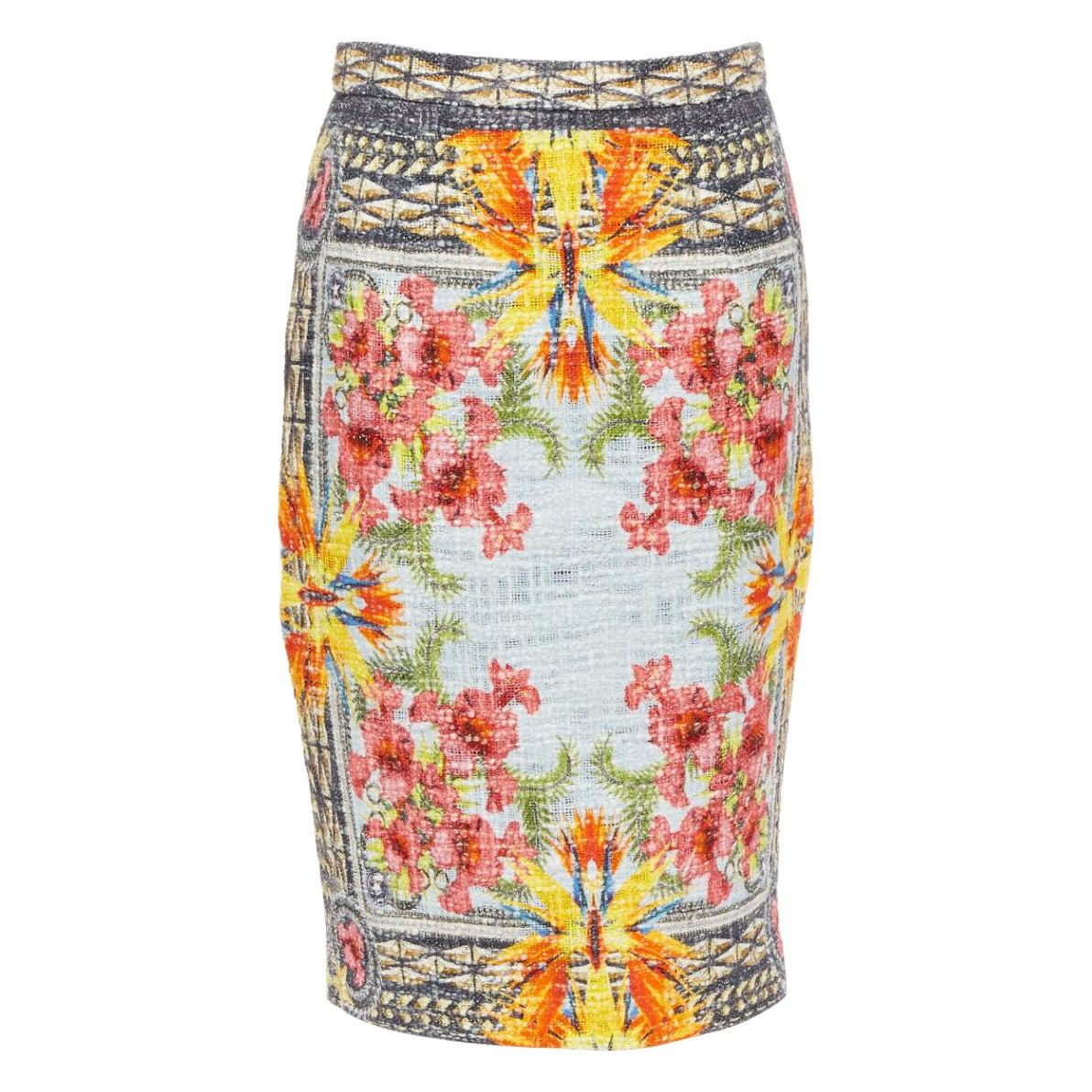 GIVENCHY Riccardo Tisci 2012 Birds of Paradise boucle tweed pencil skirt FR38 M For Sale