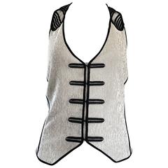 New Richard Chai Black and White Military + Bondage Inspired Waistcoat Vest Top 2