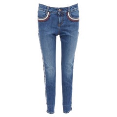 STELLA MCCARTNEY 2014 ethnische Stickerei trimmen blau abgeschnittene Jeans 28"