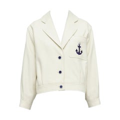 Yves SAINT LAURENT Vintage crème marinière cropped jacket FR36 S