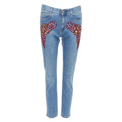 STELLA MCCARTNEY 2014 red floral leopard applique patch jeans 25"