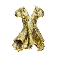 ALEXANDER MCQUEEN 2010 Pasarela Angels Demons Vestido jacquard medieval dorado IT40 S