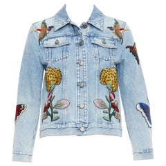 GUCCI L'Aveugle Par Amour chaqueta vaquera bordada parche azul IT38 XS