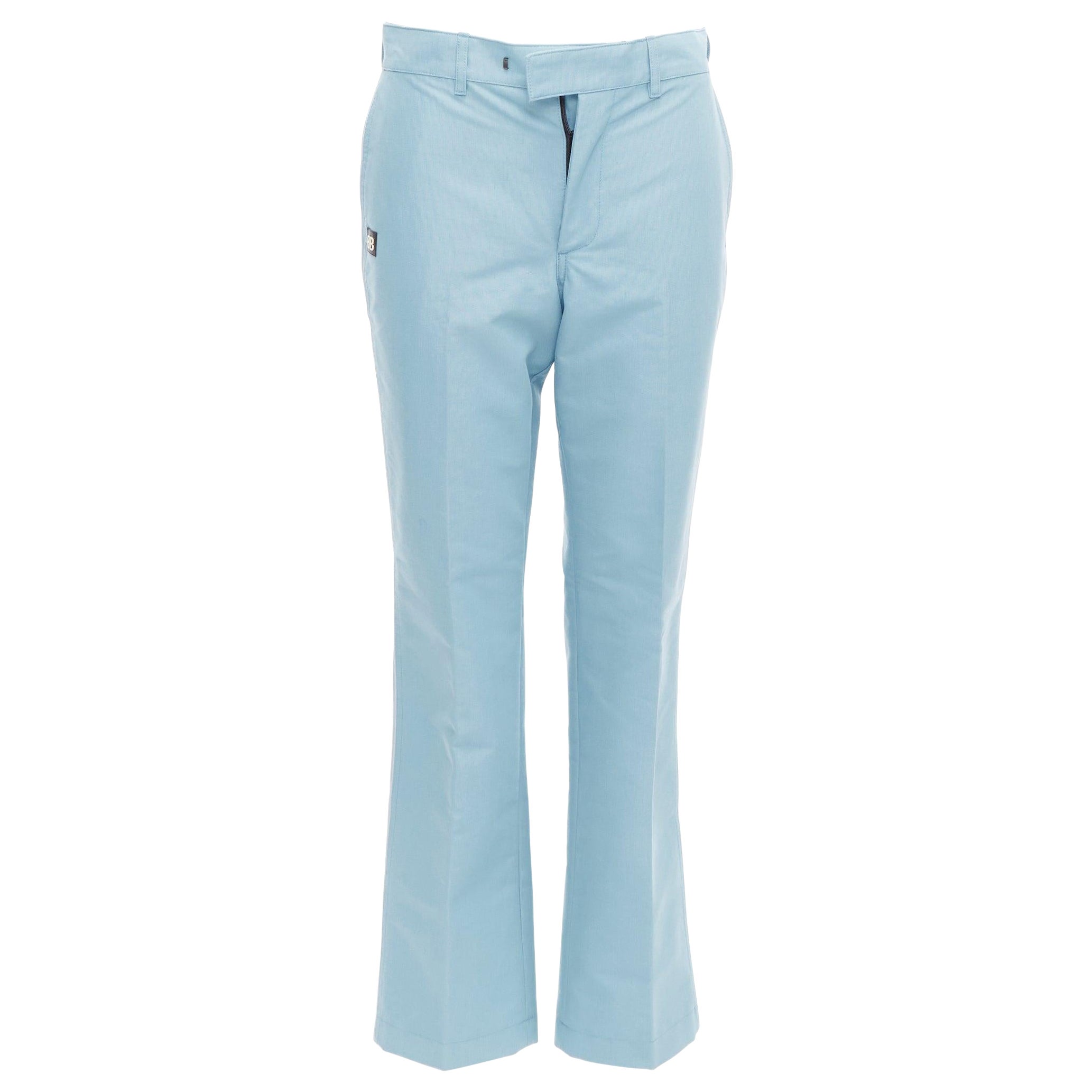 BALENCIAGA Demna 2017 bleu clair BB logo caoutchouc pantalon fuselé FR34 XS