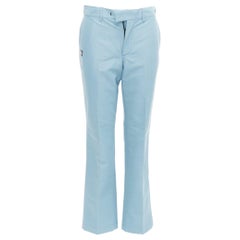 Balenciaga Demna 2017 pantaloni affusolati BB blu chiaro con logo in gomma FR34 XS