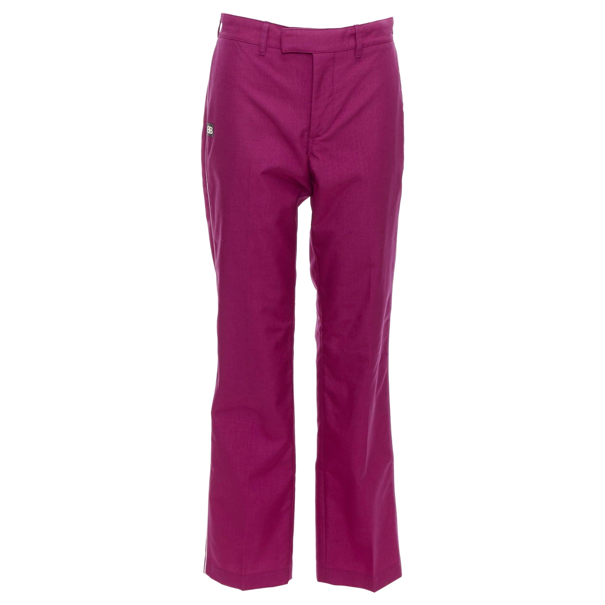 Balenciaga Demna 2017 pantaloni affusolati in gomma BB viola con logo FR34 XS in vendita