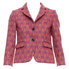 MIU MIU 2012 red brown virgin wool blend floral brocade crop blazer IT40 S