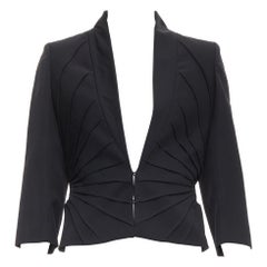 ALEXANDER MCQUEEN 2003 blazer à plis en laine vierge noire IT38 XS