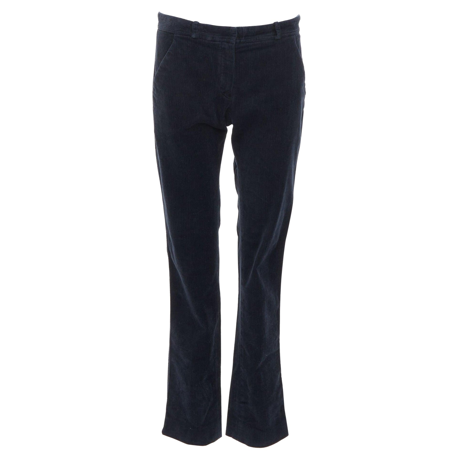 BALENCIAGA 2011 black corduroy mid waist straight leg pants FR36 S For Sale