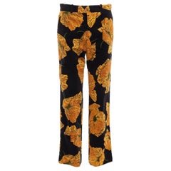 GUCCI 2017  Alessandro Michele gold floral velvet straight pants IT38 XS