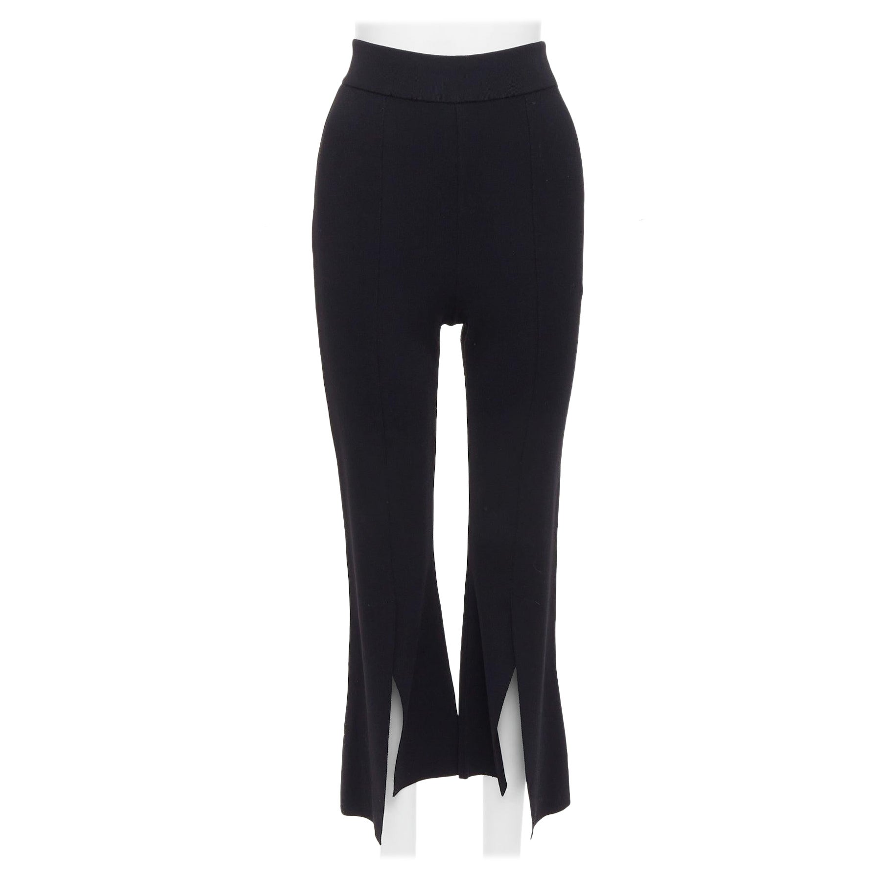 STELLA MCCARTNEY 2017 black knit split hem high waist flare pants IT38 XS For Sale