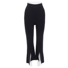 STELLA MCCARTNEY 2017 black knit split hem high waist flare pants IT38 XS
