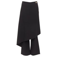 SOLACE LONDON Sydney kilt noir à boutons pantalon flare superposé UK6 XS