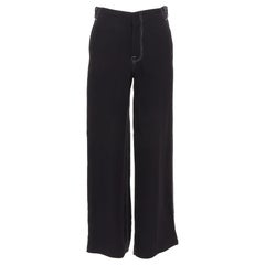 CELINE Phoebe Philo schwarz weiß overstitch rot Knopf weite Hose FR34 XS