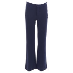 MARNI - Pantalon large à taille moyenne en laine vierge mélangée marine IT38 XS