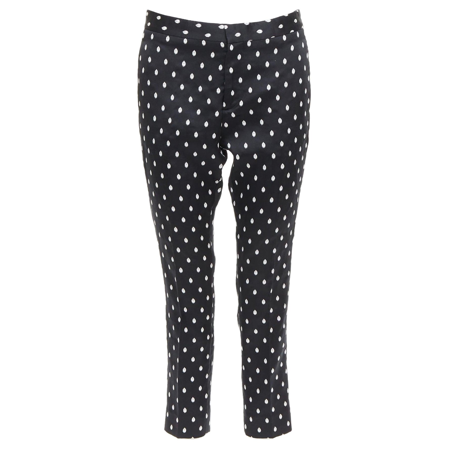 GIAMBATTISTA VALLI black white dot brocade tapered crop pants IT40 XS For Sale