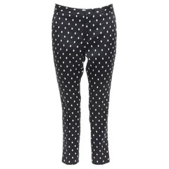 Giambattista Valli pantaloni affusolati in broccato bianco e nero Dot Dot Dot IT40 XS