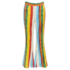 DOLCE GABBANA rainbow striped cotton brocade flared pants IT40 S Kitty Spencer