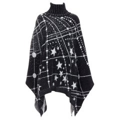 SAINT LAURENT 2018 Constelación negro blanco astrología intarsia poncho capa S