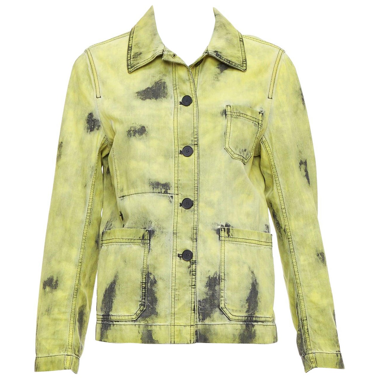 CHRISTIAN DIOR 2020 green acid wash tie dye CD overshirt jacket FR38 M For Sale