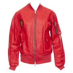 UNRAVELPROJECT red leather tyvek orange nylon lined bomber jacket IT38 XS