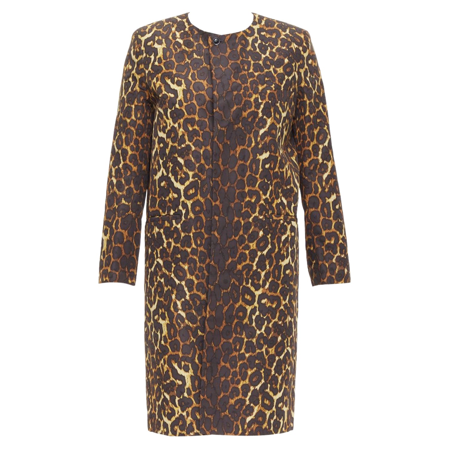 TOGA PULLA brown leopard animal print padded shoulder coat JP1 S For Sale