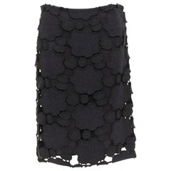 MIU MIU Vintage grey wool cloud cut out embroidery anglais skirt IT38 XS