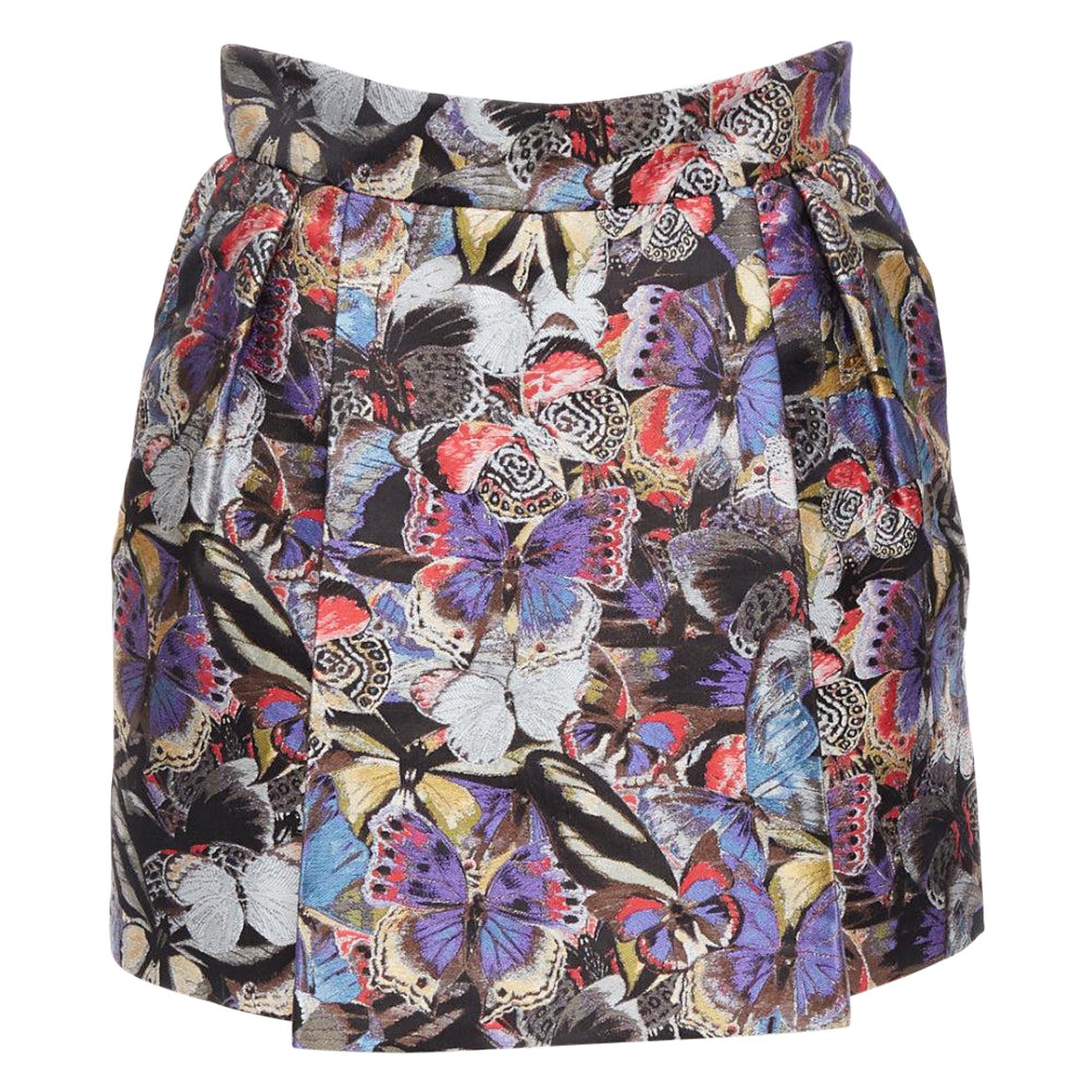 VALENTINO purple silk blend butterfly jacquard high waisted skirt IT38 XS For Sale