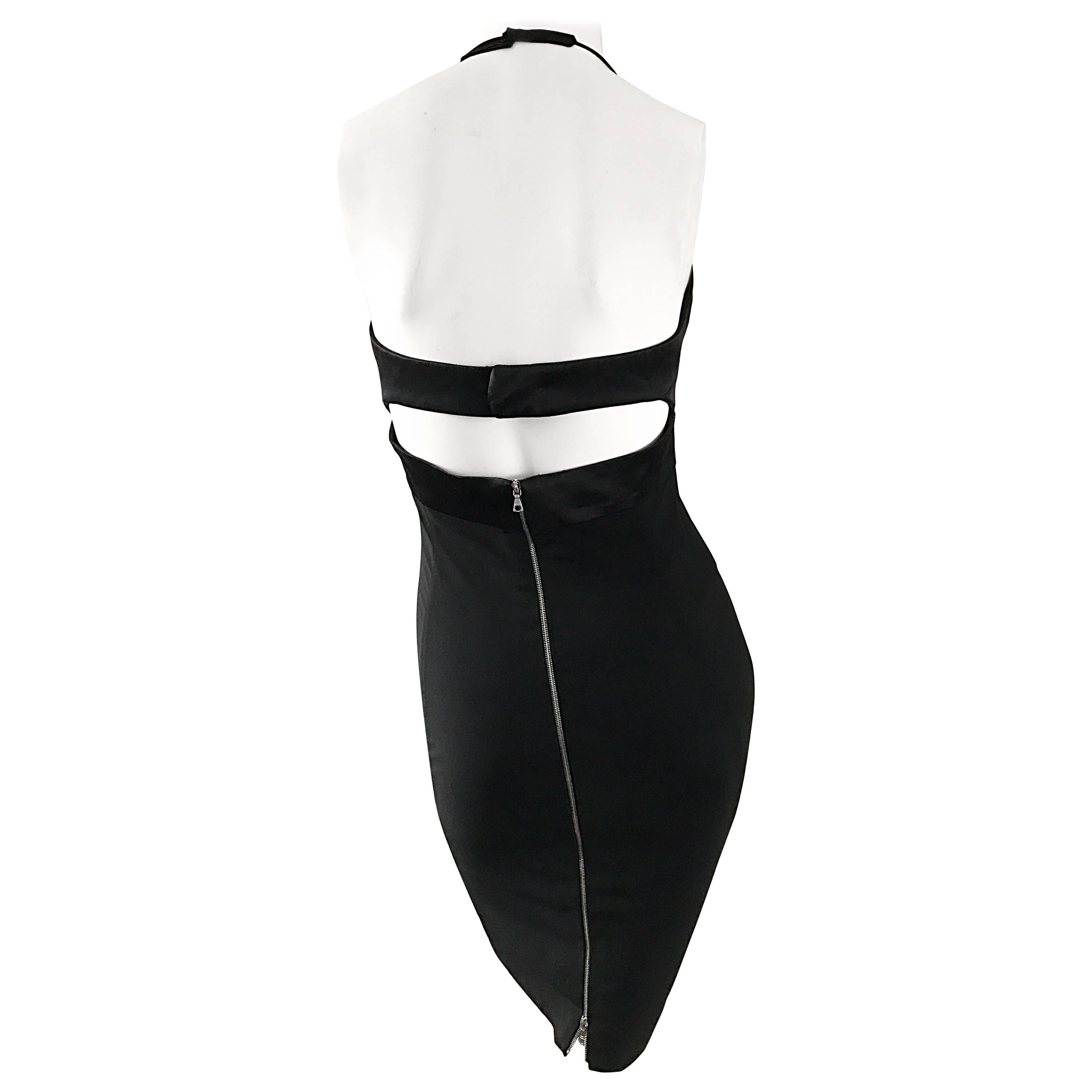 Narcisco Rodriguez First Collection 1997 Black Sexy Bodycon Cut - Out Back Dress For Sale
