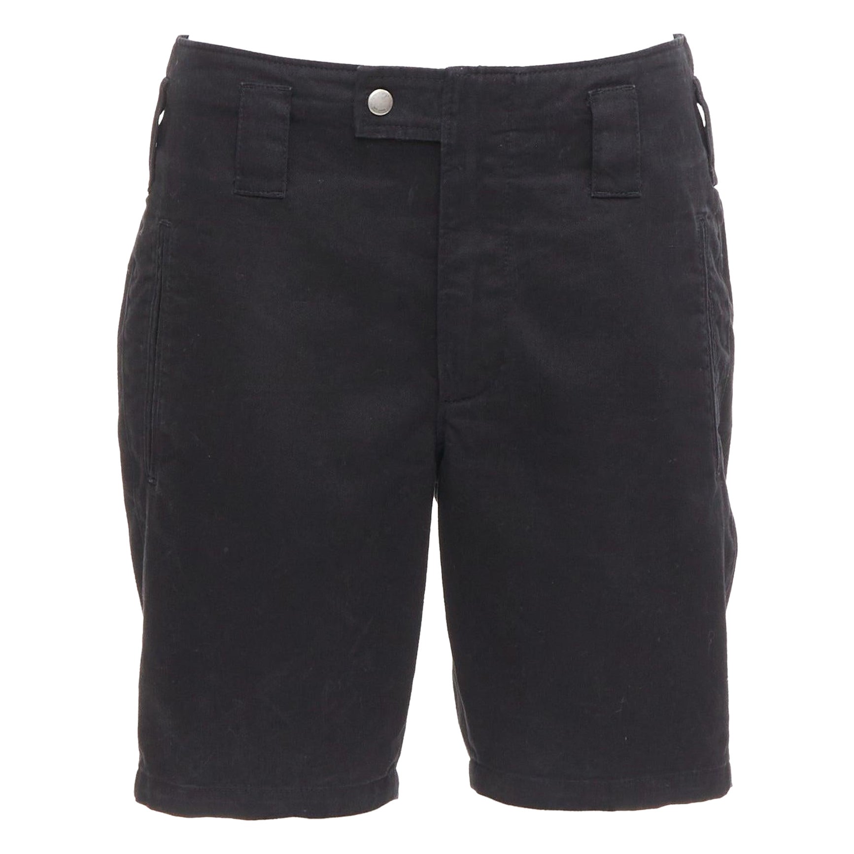 SAINT LAURENT 2018 black cotton ramie back pocket bermuda shorts FR36 S For Sale