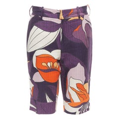 MARNI purple orange floral 80s print bermuda capri shorts IT38 S