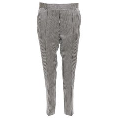 CELINE Phoebe Philo Cremefarbene Schwarze Hose aus reiner Wolle mit Streifen FR36 S