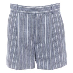 CHRISTIAN DIOR blue grey striped virgin wool mini shorts FR36 S