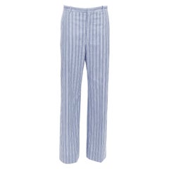 Balenciaga 2016 pantaloni del pigiama casual in cotone a righe bianche e blu FR34 XS