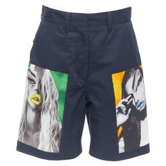 ACNESTUDIOS 2015 Eora Vermina collage portrait print navy bermuda shorts FR34 XS
