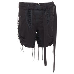 SAINT LAURENT 2017 pantaloncini gotici in cotone nero e lino con dettagli in pizzo FR36 S