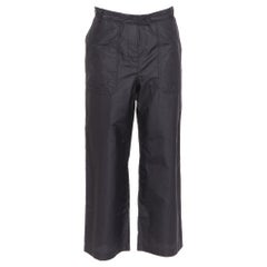 CHRISTIAN DIOR 100% silk black button fly wide cargo pants FR36 S
