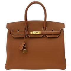 Hermes Birkin Bag 35cm Gold Togo Gold Hardware Horseshoe 4