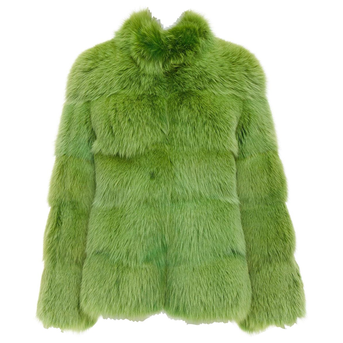 rare EMILIO PUCCI green dyed mink fur stand collar jacket coat IT40 S